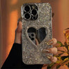 Trendora curated heart mirror glitter iPhone case with reflective silver finish