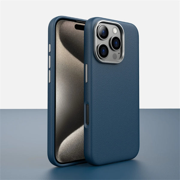 Luxury Business Leather Case for iPhone with Wireless Charging