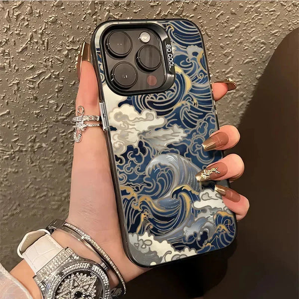 Japanese Waves Electroplate Silver Cover