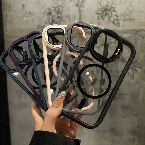 MagSafe Clear Flip Bracket Stand Case for iPhone