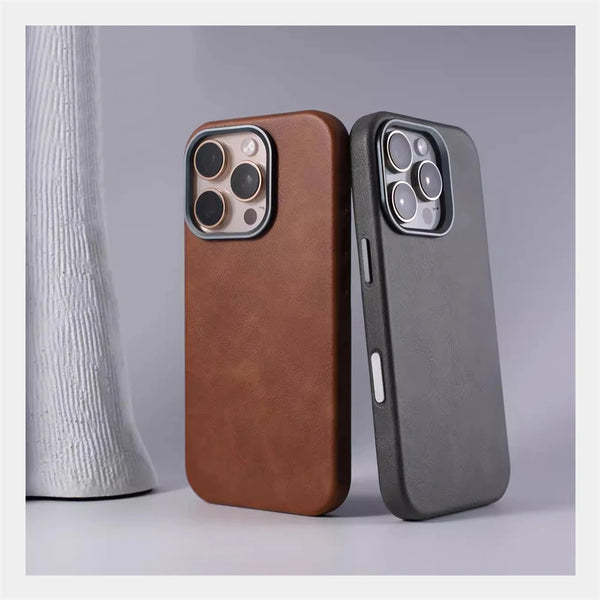 Classic Leather Magnetic Case – Premium Finish | iPhone 16 Pro Max