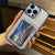 Purple transparent wallet case for iPhone with card holder and precise cutouts