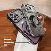 Clear sparkle iPhone case with built-in holder and reserved lanyard hole on the side