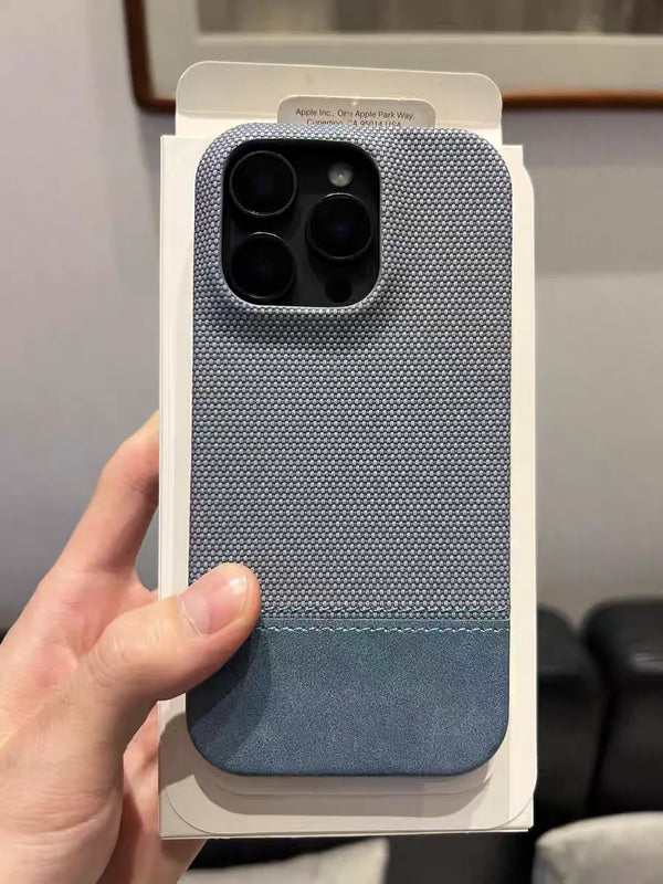 Leather Nylon iPhone Case – Shockproof & Matte