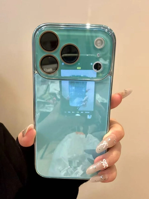 Green glossy iPhone case with premium camera shield and slim protective profile