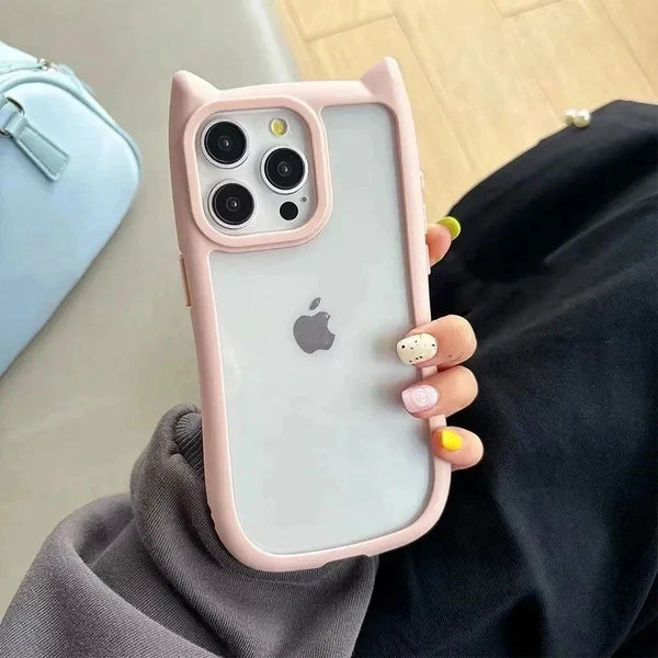 Soft Silicone Cute Cat Ear Phone Case For iPhone