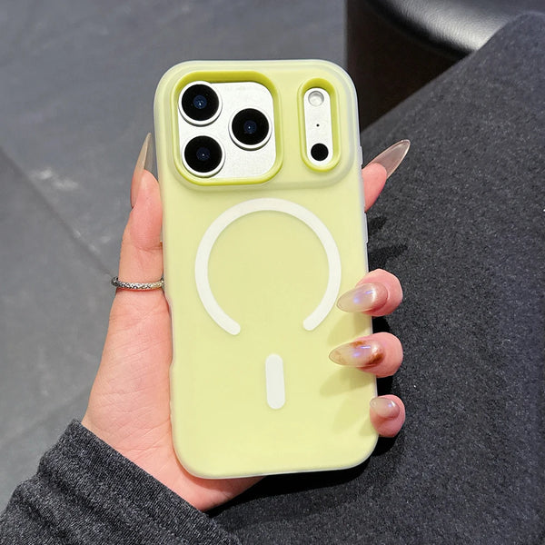 Yellow candy-tone iPhone case with slim everyday fit and MagSafe-friendly design
