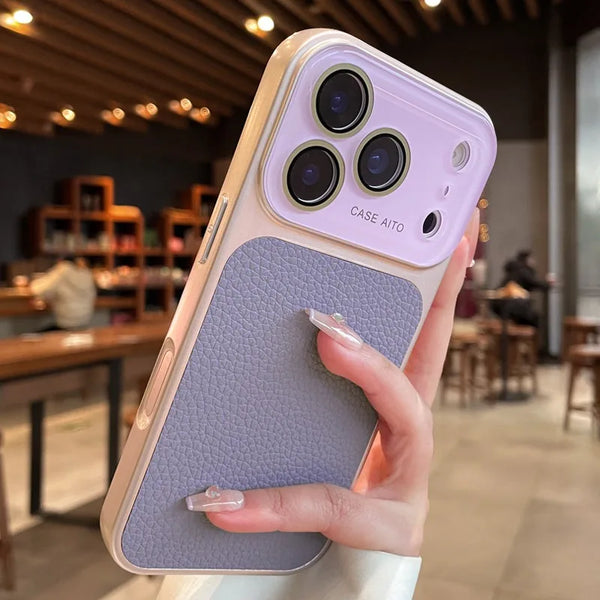 Elegant Litchi Leather Armor iPhone Case