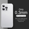 Frosted gray slim matte iPhone case showing the ultra-thin 0.3mm profile