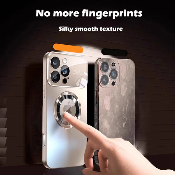 Two metallic matte iPhone cases highlighting the silky fingerprint-friendly finish