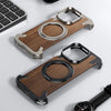 Walnut Wood MagSafe Case For iPhone 15 Pro Max - 360° Ring Stand