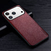 Back view of burgundy leather iPhone case with raised camera opening