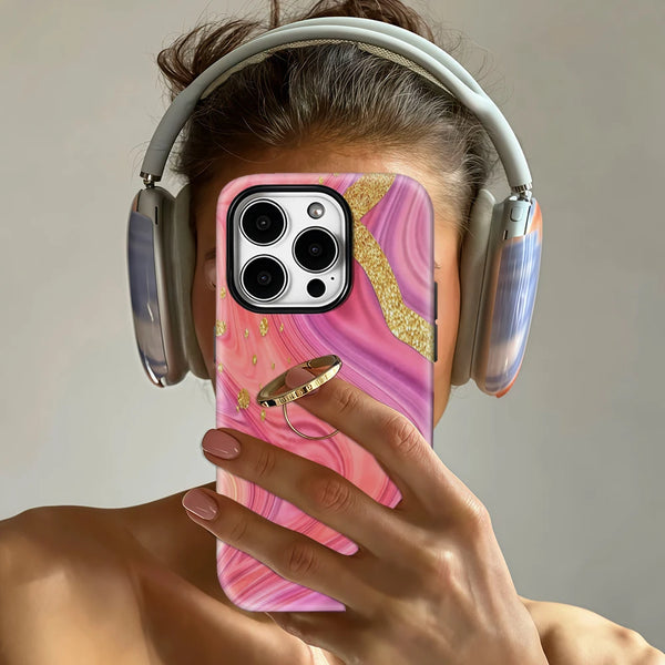 Pink Marble Magnetic Case For– Elegant Style