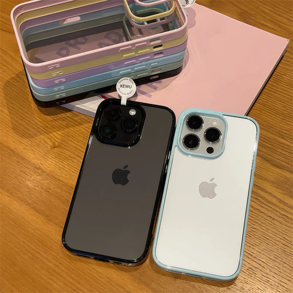 Clear Candy Color Case With Bumper Protection For iPhone