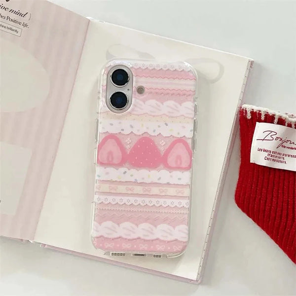 Strawberry Cake Lace Bowknot Phone Case