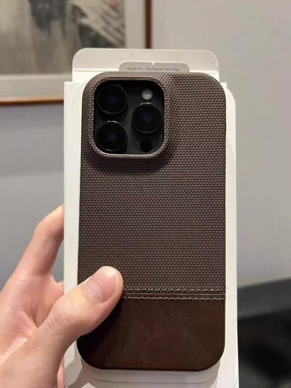 Leather Nylon iPhone Case – Shockproof & Matte