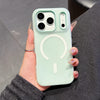 Mint candy-tone iPhone case with raised camera frame and soft glossy look