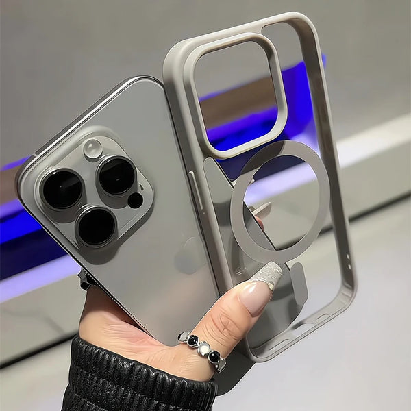 Matte Natural Titanium magnetic charging case
