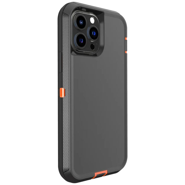 Black shockproof dust-proof iPhone case with textured grip sides