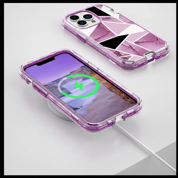 Purple Geometric Case – Wireless Charging Square Clean