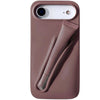 Trendora matte silicone iPhone case in dusty rose with a built-in holder for lip gloss and raised camera protection.